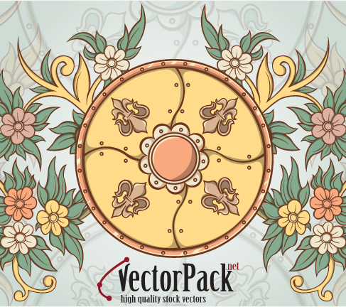 free vector Shield and Floral Vector Element